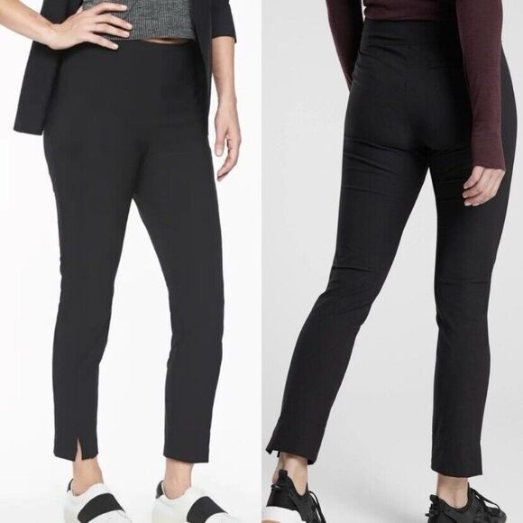 Athleta Pants - ATHLETA Pants Womens Sz 16 Black Wander Slim Ankle Stretch Side Slit